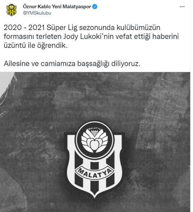 Yeni Malatyasporun eski futbolcusu Jody Lukoki hayatını kaybetti
