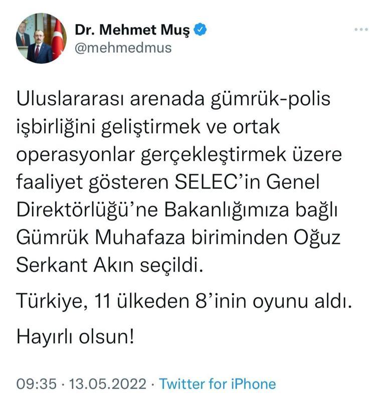 Bakan Muş: SELEC’in Genel Direktörlüğü’ne Bakanlığımız personeli seçildi