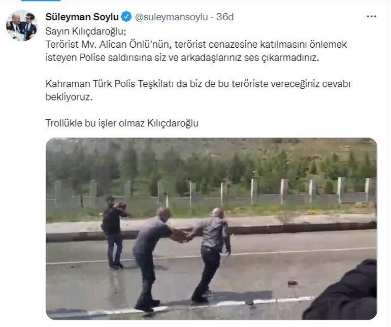 Bakan Soylu, Önlünün polise saldırdığı görüntüleri paylaştı Trollükle bu işler olmaz Kılıçdaroğlu