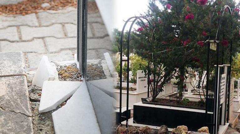 Hırsızlar babasının mezarını çevreleyen demirleri çaldı
