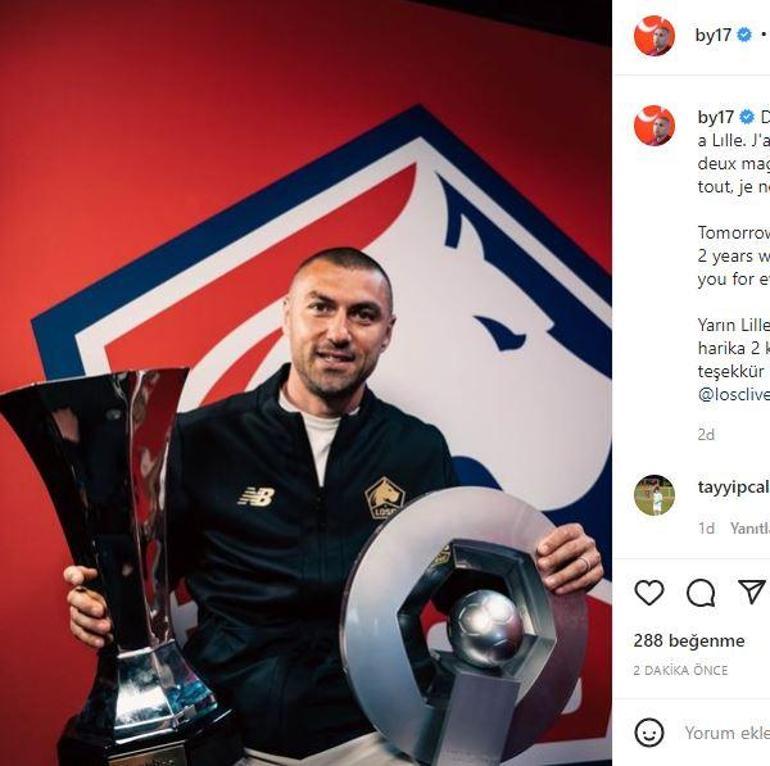 Lillede Burak Yılmazdan veda paylaşımı Süper Lig iddiası