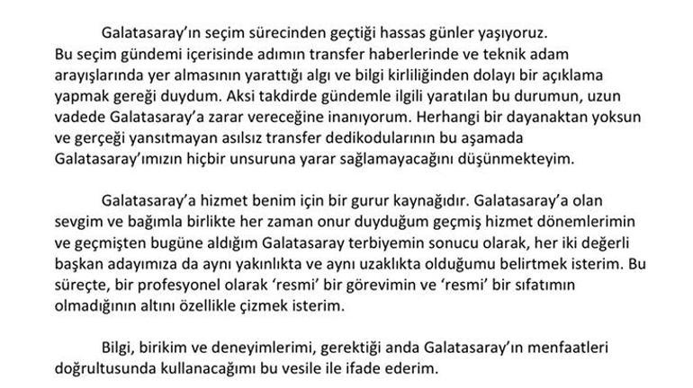 Galatasarayda Cenk Ergünden son dakika açıklaması Benim için bir gurur kaynağıdır