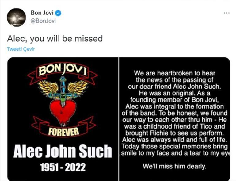 Bon Jovi grubunun gitaristi Alec John Such hayatını kaybetti