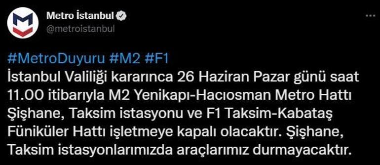 İstanbulda yarın bazı metro seferleri yapılamayacak