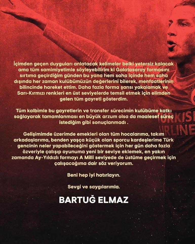 Bartuğ Elmaz, Galatasaraya veda etti Avrupa ekibine transfer oldu