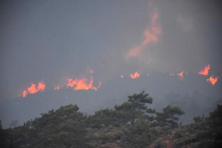 Marmaris yangınında alevlerin ilerlemesi, karşı ateşle önlenmiş