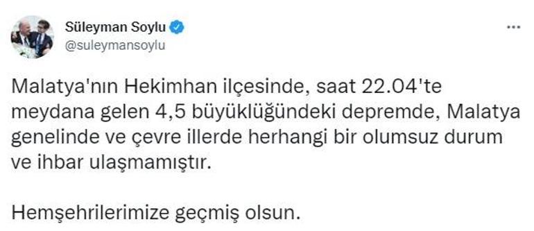 Malatyada 4,5 büyüklüğünde deprem AFADdan açıklama geldi