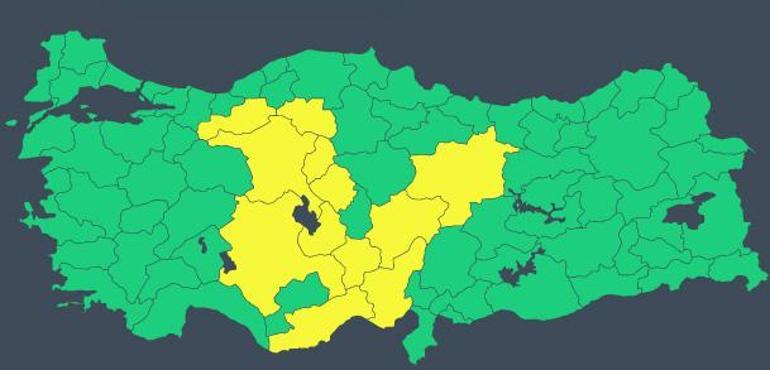 Meteorolojiden Ankara dahil 12 kent için sarı kodlu uyarı