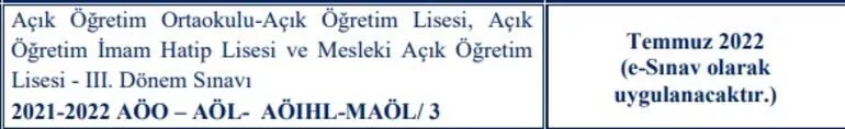 AÖL SINAV TARİHLERİ 2022 / AÖL 3. DÖNEM ne zaman Açık lise sınavları online mı olacak MEB açıkladı