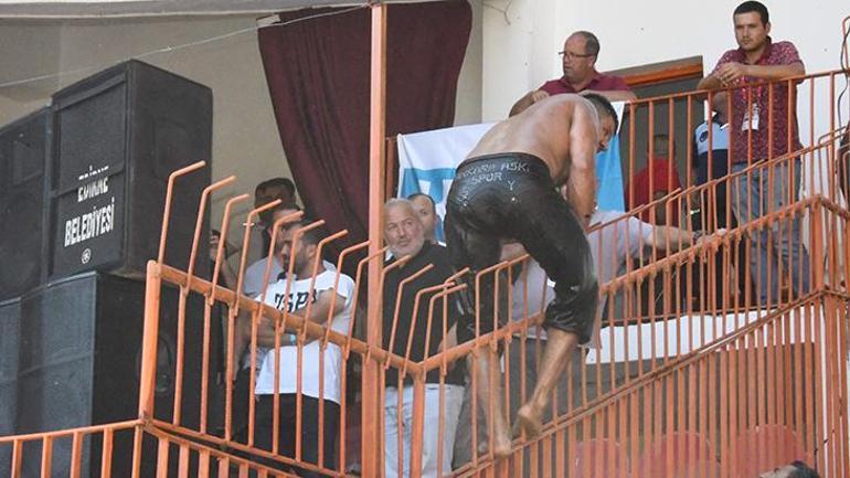 Kırkpınarda gerginlik Başpehlivan Şaban Yılmazı polis sakinleştirdi