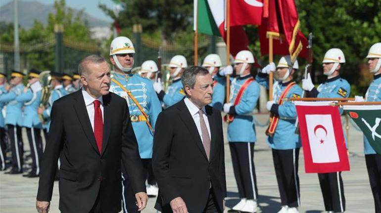 Cumhurbaşkanı Erdoğandan Draghiye resmi törenle karşılama