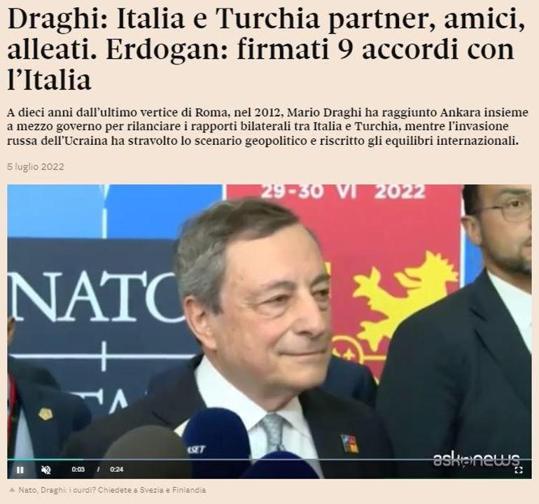 Erdoğan-Draghi görüşmesi İtalya manşetlerinde: Ortak, dost, müttefik
