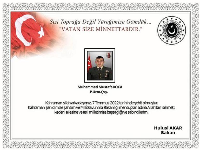 MSB acı haberi duyurdu:  Şehit sayısı 2ye yükseldi