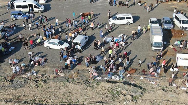 Kurban kesim alanlarındaki yoğunluk böyle görüntülendi