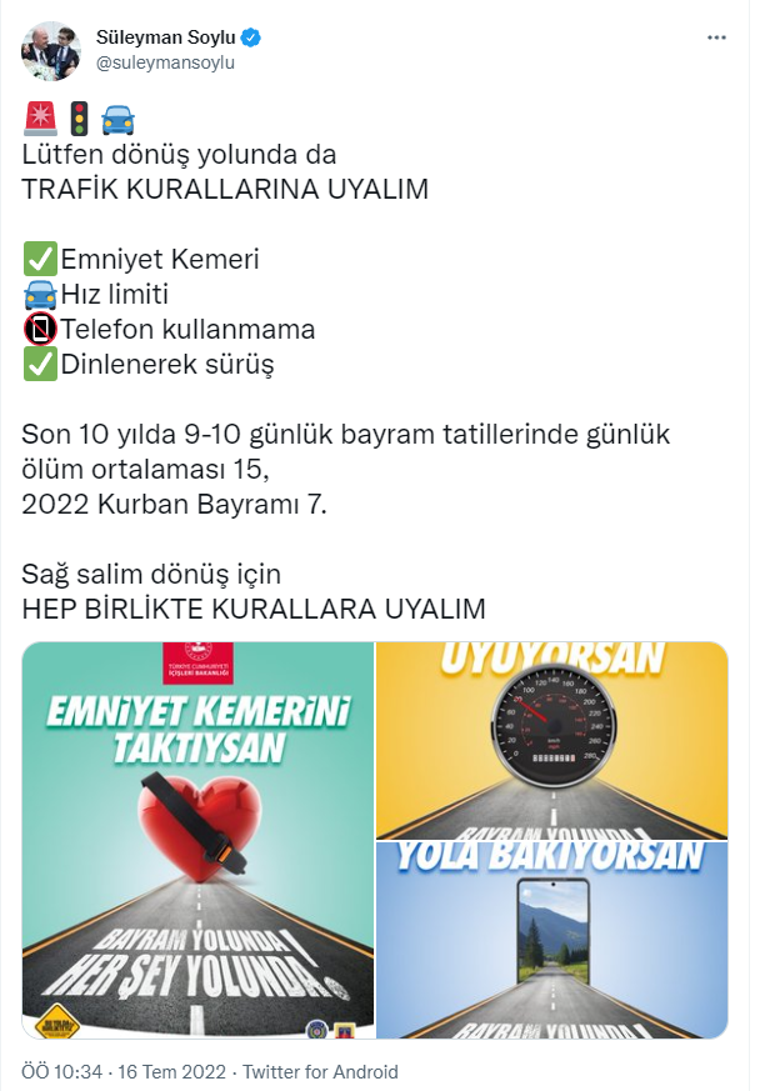 Bakan Soylu bayram tatilindeki trafik bilançosunu açıkladı