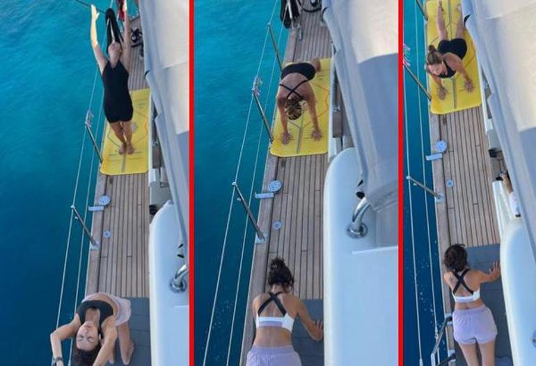 Pınar Altuğun teknede yoga keyfi Harika bir sabahtı