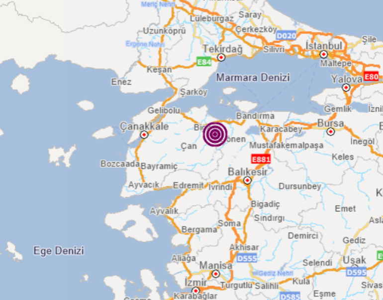 AFAD duyurdu Balıkesirde 4,6 büyüklüğünde deprem