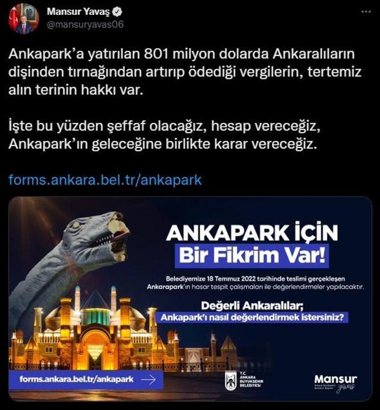 Mansur Yavaş: ANKAPARK’ın geleceği Ankaralılara aittir
