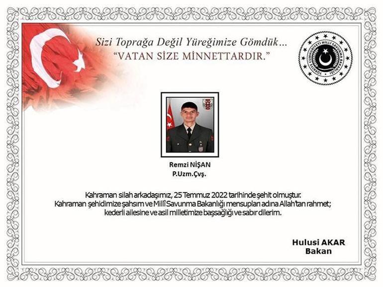 Pençe-Yıldırım Harekatından acı haber 1 asker ve 4 korucu şehit oldu