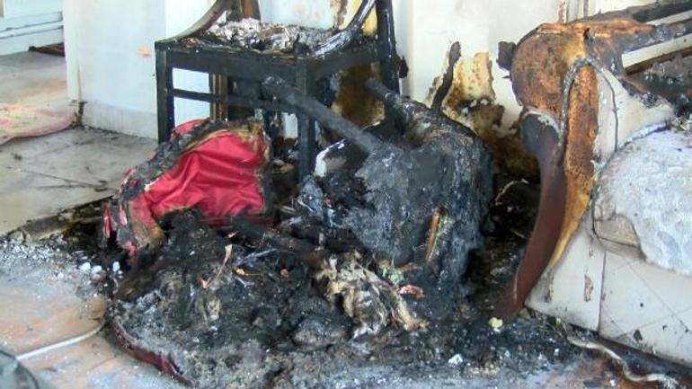 Kartalda portatif saunadan çıktığı iddia edilen yangın daireyi kül etti