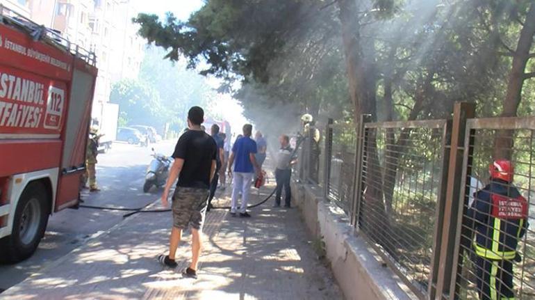 Bakırköyde hastane bahçesinde iki ayrı noktada yangın