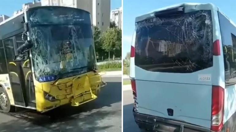 Otobüs çarptığı minibüste korku dolu anlar Yolcular neye uğradıklarına şaşırdı