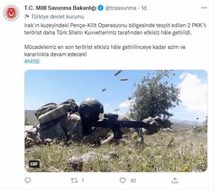 Pençe-Kilit bölgesinde 2 PKKlı terörist etkisiz hale getirildi