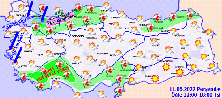 HAVA DURUMU RAPORU 11 Ağustos (Bugün) hava durumu nasıl olacak Beklenen yağış Doğuya kaydı