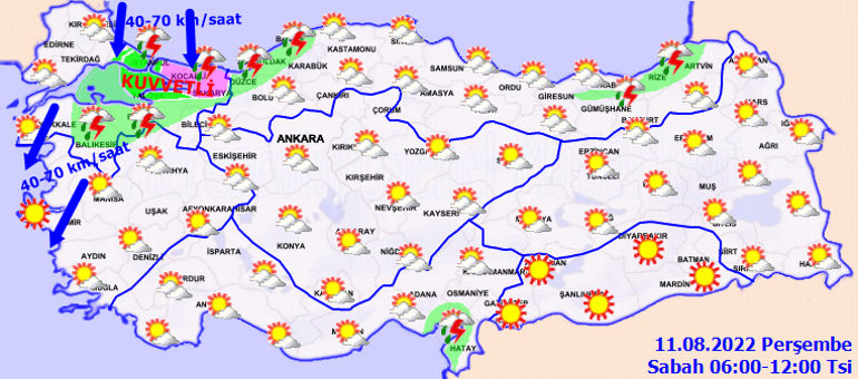 HAVA DURUMU RAPORU 11 Ağustos (Bugün) hava durumu nasıl olacak Beklenen yağış Doğuya kaydı