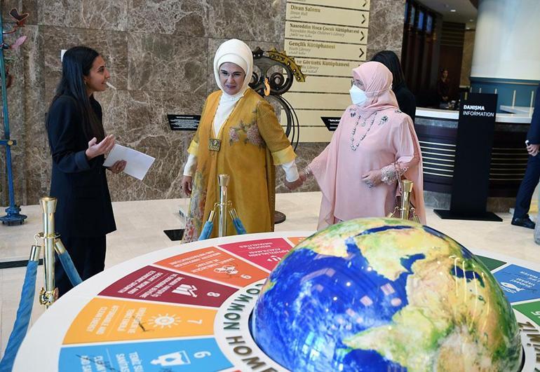 Emine Erdoğan ve Kraliçe Iskandariah Cumhurbaşkanlığı Millet Kütüphanesini ziyaret etti