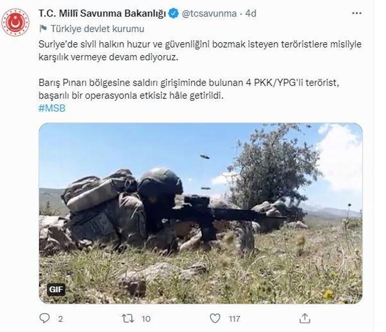 Saldırı girişiminde bulunan 4 PKKlı terörist etkisiz hale getirildi