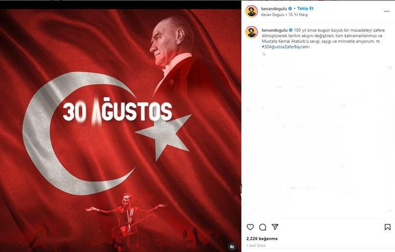 Ünlü isimlerin 30 Ağustos Zafer Bayramı mesajları