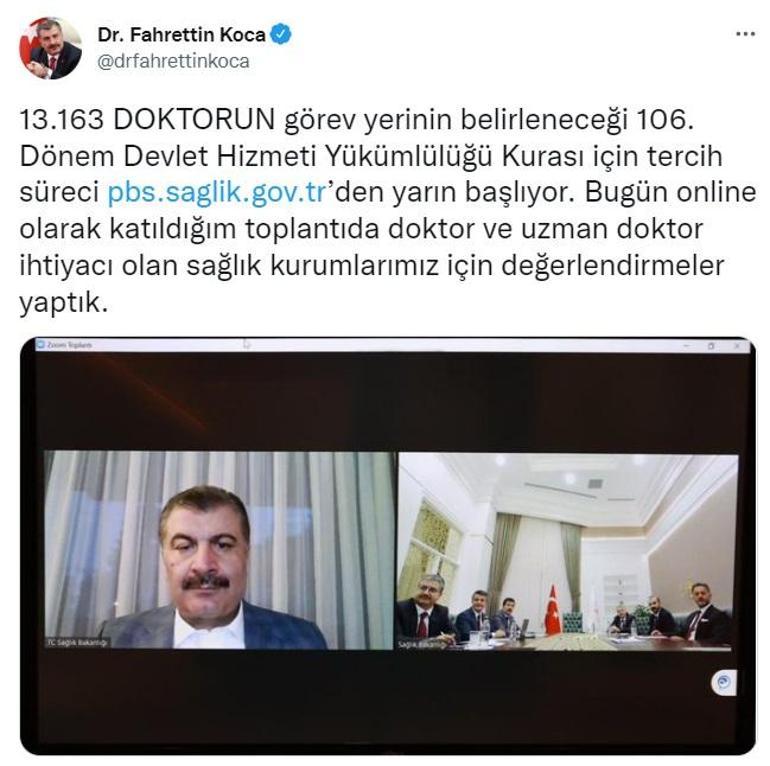 Doktorların görev yerlerinin belirleneceği kuranın tercih süreci yarın başlıyor