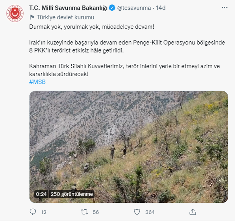 Pençe-Kilit Operasyonu bölgesinde 8 PKK’lı terörist etkisiz hale getirildi