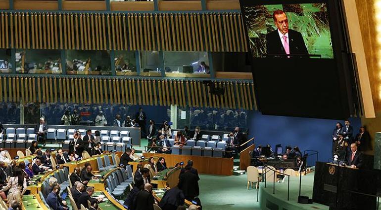 Cumhurbaşkanı Erdoğan BMde dünyaya bu görüntülerle seslendi