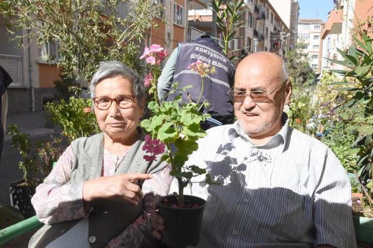 Hasta eşi için kaldırımı bahçeye çevirmişti, belediye de destek verdi