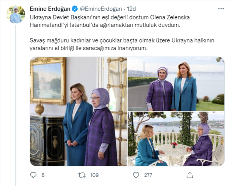 Sıfır Atık imzası Emine Erdoğan, Olena Zelenskayı İstanbulda ağırladı