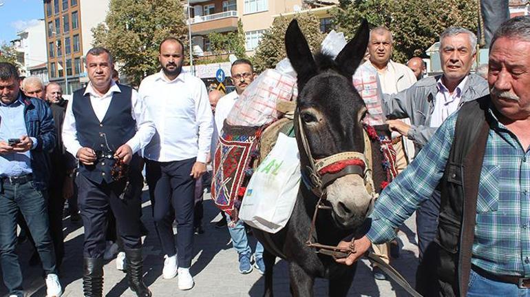 Güreş ağası, 1 milyon 17 bin TL ağalık parasını katırla taşıdı