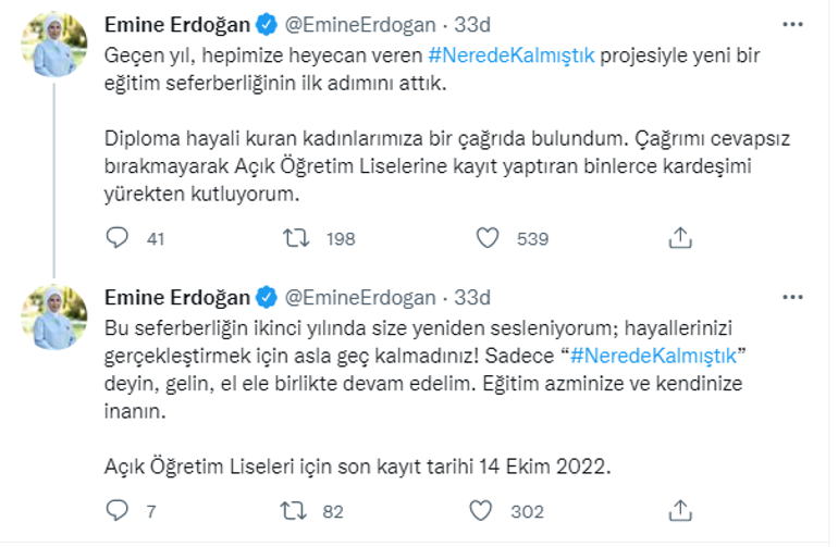 Emine Erdoğan: Hayallerinizi gerçekleştirmek için asla geç kalmadınız