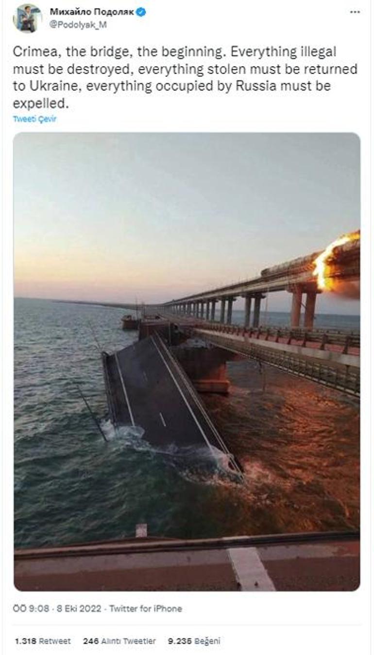 Son dakika devasa köprü çöktü Kırım Köprüsünde patlama: Rusya bağlantısı koptu