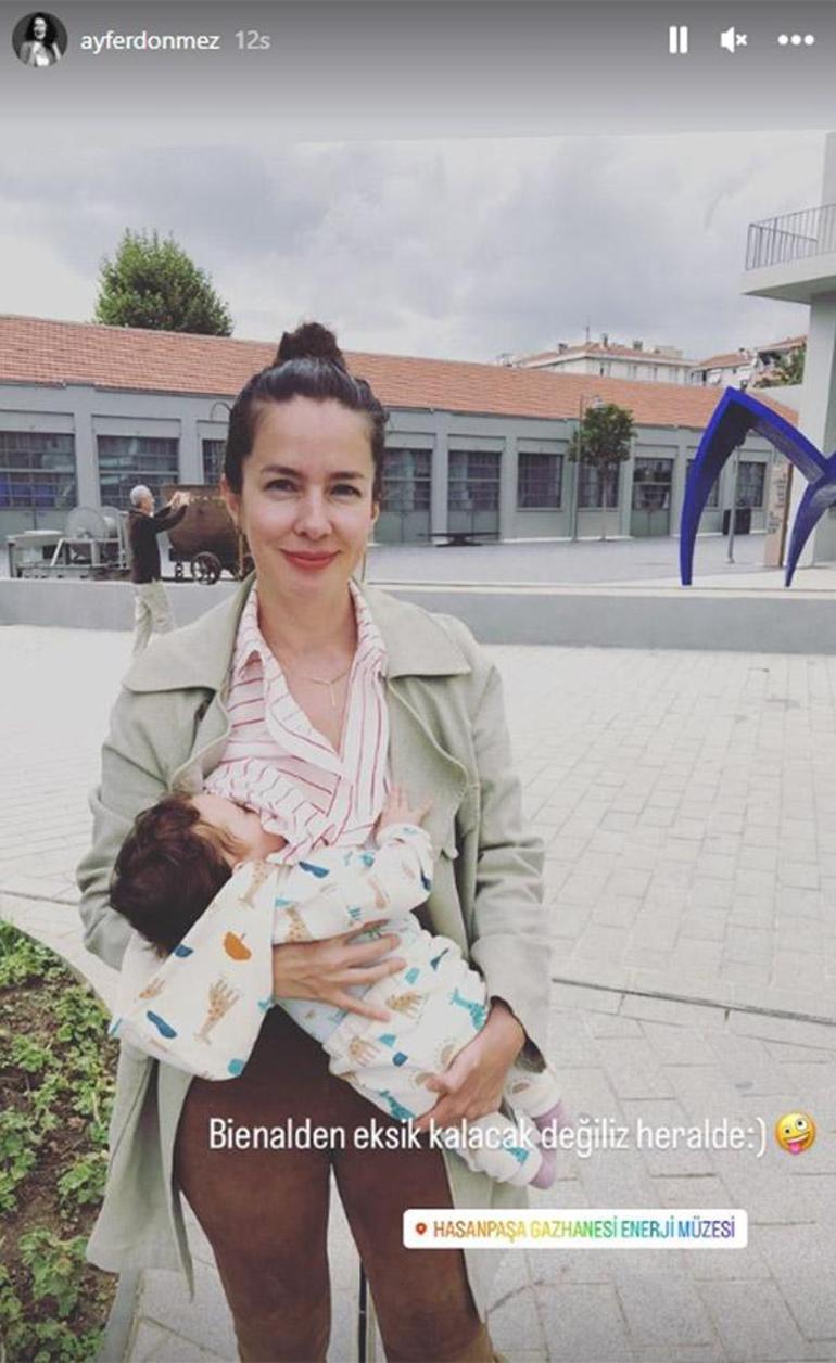 Ayfer Dönmez ve dört aylık kızının bienal turuna süt molası