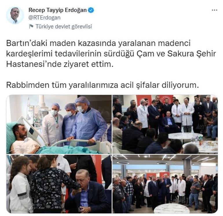 Cumhurbaşkanı Erdoğandan yaralı madencilere ziyaret