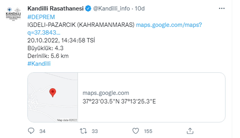 Son dakika Kahramanmaraş Pazarcıkta deprem