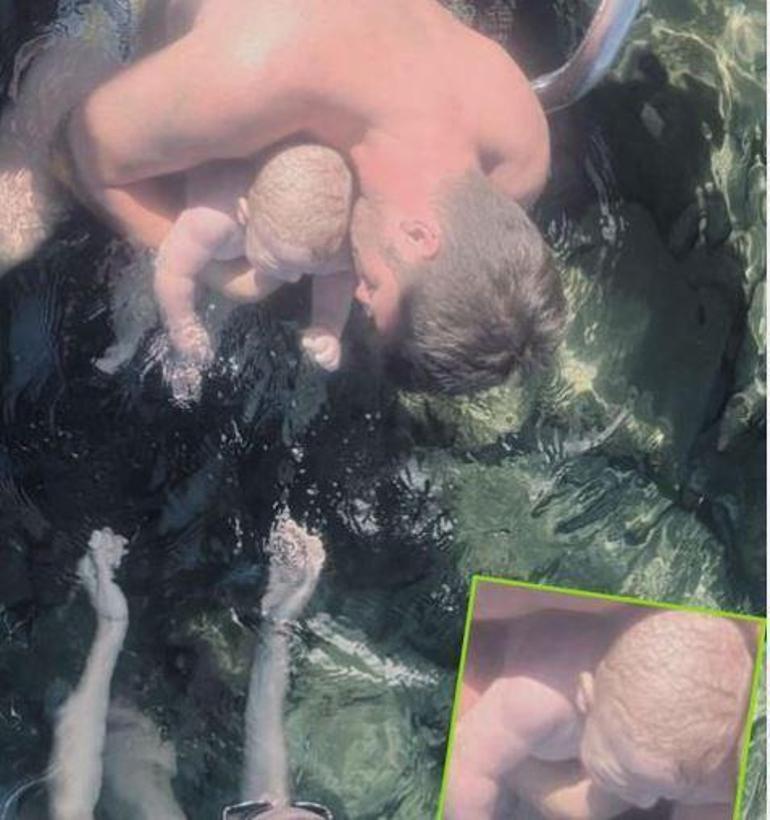 Kıvanç Tatlıtuğun altın saçlı oğlu yedi aylık oldu İlk deniz fotoğrafı Başak Dizerden geldi