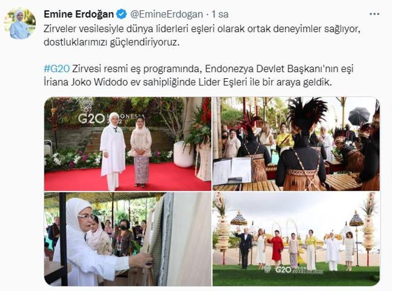 Emine Erdoğan G-20 Zirvesinde lider eşleriyle bir araya geldi