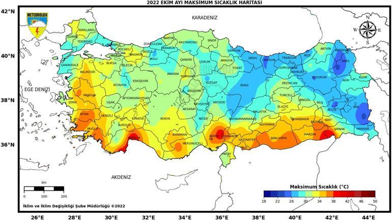 Ekimde, Antalyada 41,2 derece ile sıcaklık rekoru