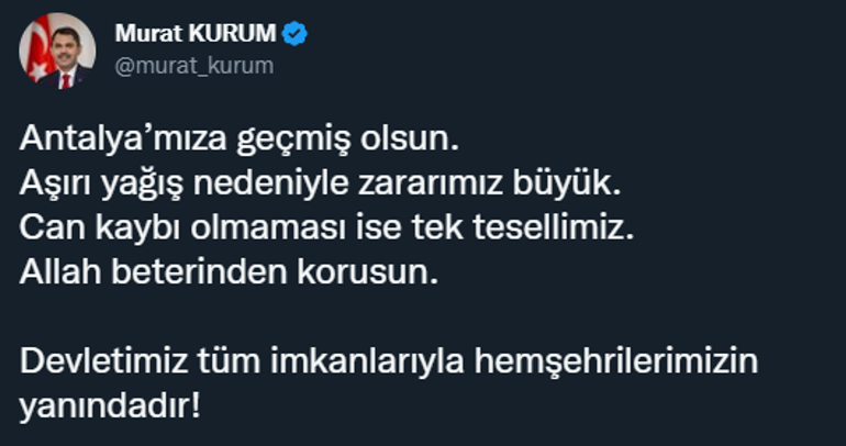 Antalyadaki sel felaketine ilişkin Bakan Kurumdan açıklama