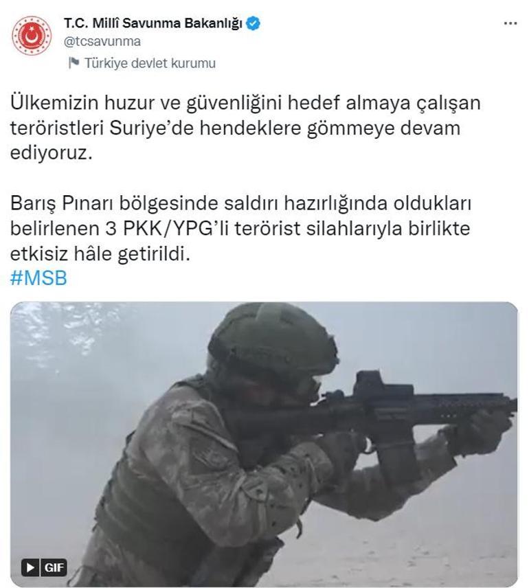 Saldırı hazırlığındaki 3 terörist etkisiz hale getirildi