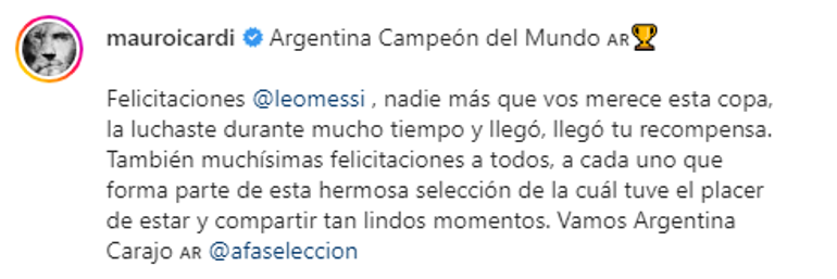 Dünya Kupası finali sonrası Mauro Icardiden olay Lionel Messi paylaşımı