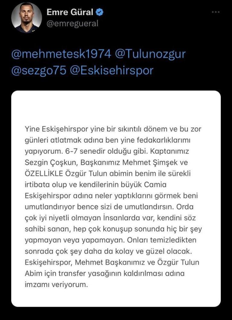 Emre Güral, Eskişehirspor’un transfer yasağının kalkması için imza verdi